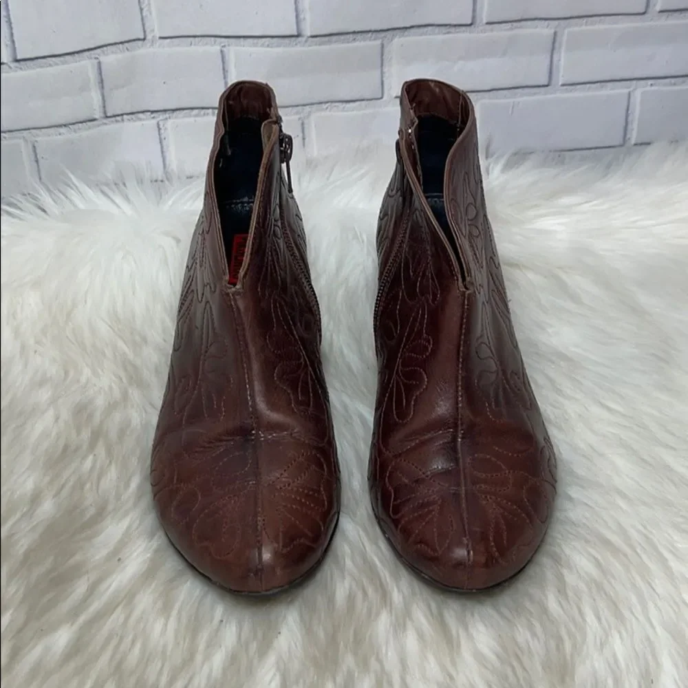Pikolinos Olmo Brown Quilted Leather Booties Sz 39‎